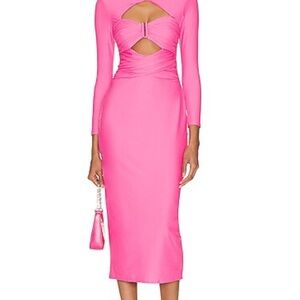Self-Portrait Vibrant Pink Long Sleeve Dress